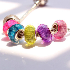 皮绳珠子配件 彩色糖果琉璃珠