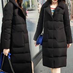 羽绒服女冬装2016新款黑色韩版加厚修身时尚韩国中长款鸭绒过膝潮