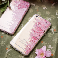 文艺清新女款樱花树iPhone6s手机壳硅胶全包苹果6plus保护套软壳