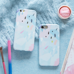 超好看水粉蓝色苹果6s情侣手机壳iPhone7plus全包软壳防摔7硅胶套