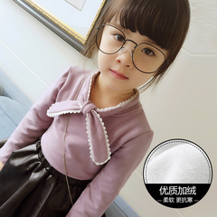 儿童装2016秋冬新品韩版女童中小童公主蕾丝花边领气质加绒打底衫