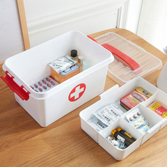 家庭医药箱 大号分格药箱宝宝药品盒塑料急救箱双层手提居家药箱