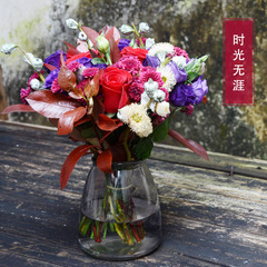 花房故事红玫瑰桔梗小花束瓶花全国杭州上海鲜花速递女友表白生日