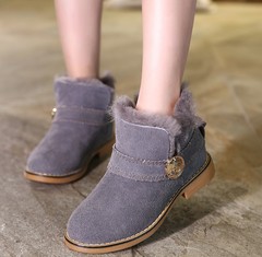 全国包邮 冬季新款男童女童磨砂真皮低帮短靴儿童英伦皮靴马丁靴