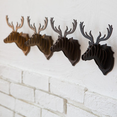 mandelda迷你小驯鹿装饰创意客厅动物饰品墙上壁饰复古玄关工艺品