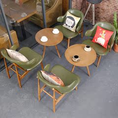 北欧咖啡厅沙发 实木休闲扶手靠背.洽谈奶茶店甜品店沙发桌椅组合