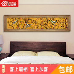 现代简约客厅装饰画欧式卧室长条画中式床头挂画壁画房间风景油画