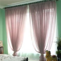 透明纯色彩色窗帘布窗纱帘日式韩式美式阳台卧室客厅清新飘窗白纱