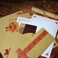 弓禾  信纸信封套装满9.9包邮中国风复古古风情书创意手绘贺卡