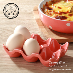 CtryM创意厨房可叠加陶瓷分格鸡蛋盒 家用6格鸡蛋收纳盒鸡蛋托架