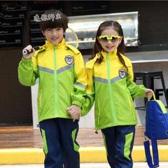 男女童秋装新款中小学生防水防风冲锋衣套装连帽外套两件套户外服