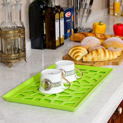 创意时尚双层水杯托盘茶盘长方形塑料沥水盘水果盘厨房置物盘
