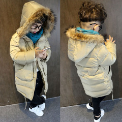 2016新款冬季男童棉衣中长款加厚大毛领 儿童棉袄加厚外套韩版潮