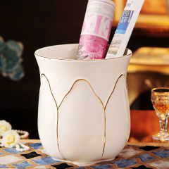 欧式陶瓷垃圾桶 简约创意家用卧室卫生间客厅厨房果皮纸篓垃圾桶