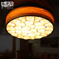 东南亚吸顶灯简约乡村木艺客厅卧室灯餐厅灯个性创意皮卷吸顶灯