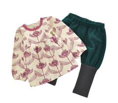 韩国高端品牌 春款 女童 甜美花朵垮裤两件套 套装