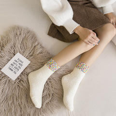 冬季新款日系加厚珊瑚绒毛绒袜地板袜睡眠袜保暖地板袜子