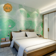 现代简约抽象梦幻几何图形背景墙壁纸客厅卧室工装墙纸壁画绿色