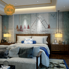 北欧工业风艺术壁纸墙画酒店卧室背景墙纸个性创意无缝墙布定制