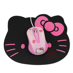 有线鼠标静音kt可爱女生usb笔记本台式电脑粉色通用送鼠标垫光电