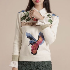 韩国代购 就是这个味 蔓延花朵老鹰刺绣柔软金丝线针织衫