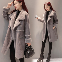 2016冬季新款女装韩版宽松加厚棉袄中长款羊羔毛外套鹿皮绒棉衣女