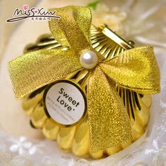 秀秀婚品 创意金色贝壳喜糖盒子 个性结婚礼盒 红色卡其色