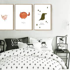 北欧现代简约时尚动物抽象画呆萌可爱小清新客厅卧室壁画装饰画