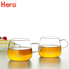 Hero 玻璃咖啡杯 贝蒂拿铁杯 简约透明花茶杯 时尚奶茶杯2只装