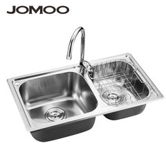 JOMOO九牧 厨房双槽 进口不锈钢 水槽06096 带沥水篮