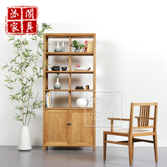 中式家具 水曲柳书柜 储物柜 实木书柜 简易书架 现代简约陈列柜