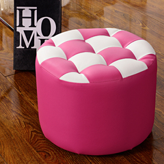 粉色皮凳沙发脚凳子 梳妆小椅可爱圆凳卡通墩子换鞋凳茶几凳板凳