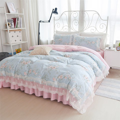 韩式公主风蕾丝纯棉床罩床裙式床上四件套全棉1.5  1.8  2.0m床