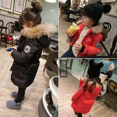 韩版冬装儿童棉服外套 女童中小童上衣棉袄长款连帽外套保暖大衣