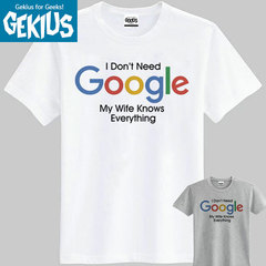google谷歌幽默搞笑恶搞青少年社交学生青年大码印花潮酷纯棉T恤