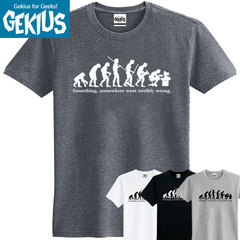 达尔文生物进化论程序员极客生活大爆搞笑幽默男女短袖潮T恤体恤