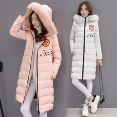 冬季韩国宽松学生加厚中长款棉衣女修身甜美大毛领连帽棉服外套