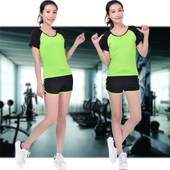 韩版健身房瑜伽服运动套装女跑步服两件套显瘦速干健身服短袖长裤