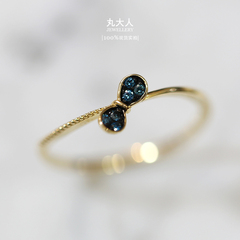 韩国14K黄金戒指女真钻奢华可爱纤细 蝴蝶结钻石超闪指环超个性