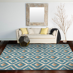 外贸地毯现代简约几何图案客厅卧室床边毯户外羊毛混纺地毯地垫