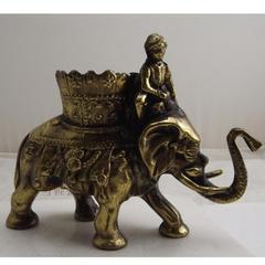 纯铜鎏金大象献宝笔筒烟灰缸花瓶 二手西洋收藏品旧货古董老铜器