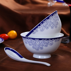 釉中彩碗碟套装景德镇陶瓷60头青花瓷骨瓷餐具套装中式家用高脚碗