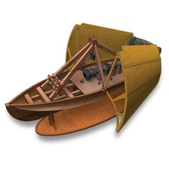 RECESKY 达芬奇手稿复刻拼装模型古代战舰炮船 创意益智亲子玩具