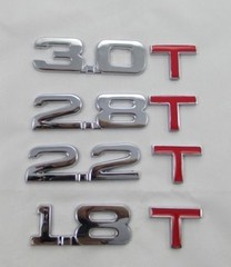 汽车改装排量标1.8T 2.0T 1.6T 3.0T 2.4T车标金属尾标车贴车身标