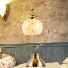 创意田园卧室床头灯蒂凡尼贝壳台灯 礼品台灯 可调光复古铜台灯