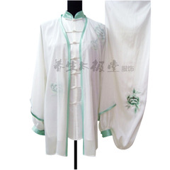 新款太极服 女款刺绣绿牡丹练功服 含披纱三件套8633