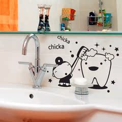 可爱卡通卫生间墙贴 创意家居浴室洗手间镜子个性房间贴纸2731