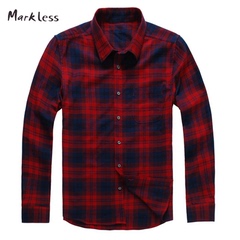 markless2016秋装新款男士长袖衬衫男纯棉衬衣韩版修身休闲打底衫