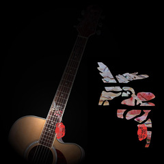 吉他指板贴纸指板贴花贝壳镶嵌雕花 inlay贴纸 蜂鸟与花