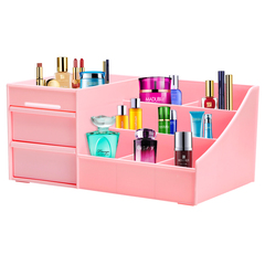 【圣强家居】塑料粉色抽屉式化妆品收纳盒柜箱创意桌面收纳盒包邮